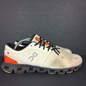 On Cloud X 3 Running Shoes Mens Size 10 Ivory Flame White Orange